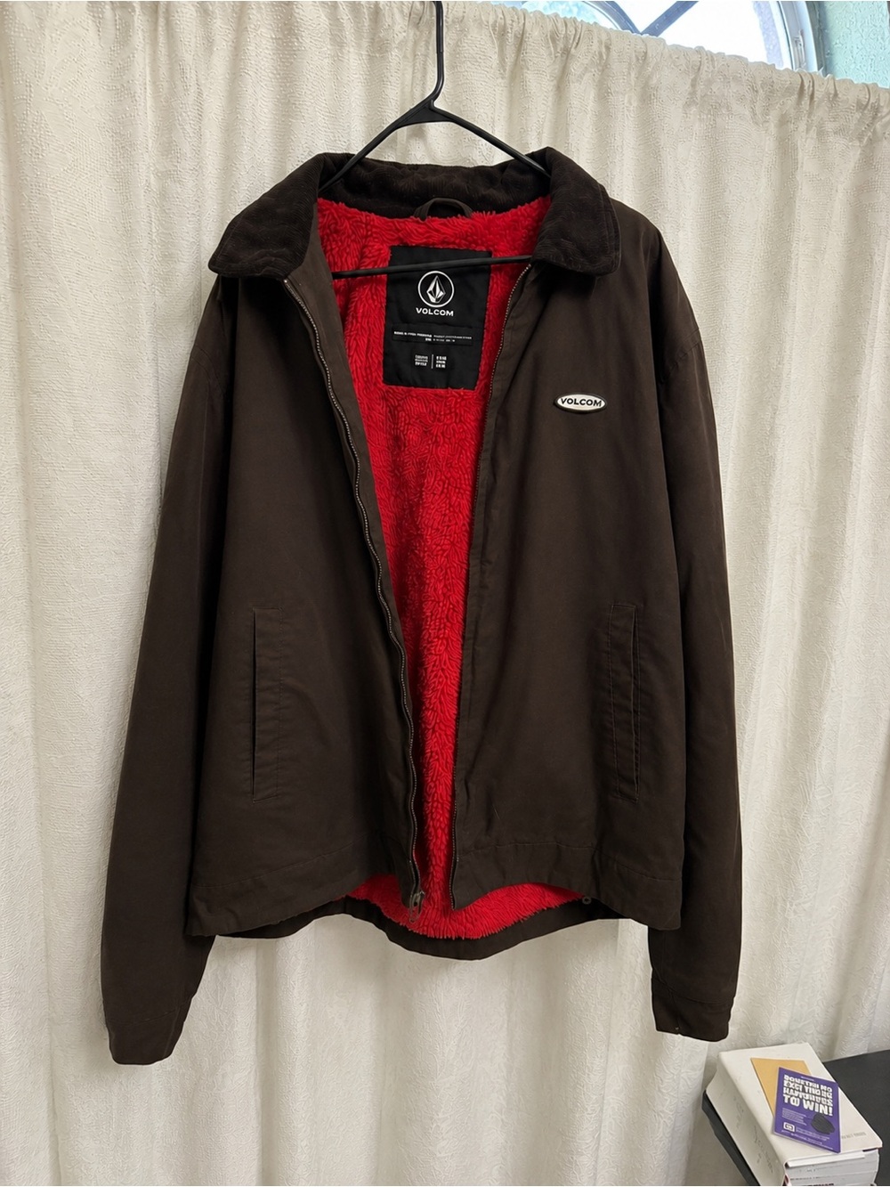 Volcom Brown Jacket with Red Sherpa Lining